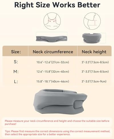 Neck Brace Cervical Collar - Neck Support Brace for Sleeping, Soft Foam Wraps Keep Vertebrae Stable and Aligned for Relief of Cervical Spine Pressure for Women & Men, (12.6-15.8 Inch) Grey