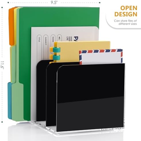 SANRUI Black Acrylic Magazine File Holder Desktap Organizer Folder Sorters