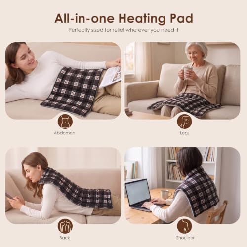 Extra Large Microwave Heating Pad for Back, 24.4 X 14.17 Tartan Black