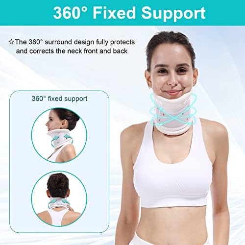 Upgrade Cervical Neck Brace Collar with Chin Support for Stiff Relief Cervical Collar Correct Neck Support Pain Bone Care Health(Upgrade Size S/M)
