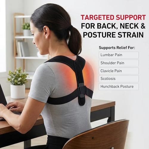 McDavid Posture Support Brace Adjustable Upper Back Shoulder Corrector for Alignment and Pain Relief Black