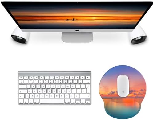 eulps Mouse Pad with Wrist Rest, Comfortable Computer Mousepad with Gel Wrist Support Smooth Surface and Non-Slip PU Base for Pain Relief, Laptop, Office & Home (Oceanic Sunset)