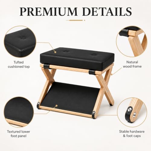 Wooden Foot Rest Under Desk for Office, Ergonomic Under Desk Footrest with Double Step & Non-Slip Surface, Foot Stool for Home, Study & Gaming – Enhances Posture, Ideal for Work