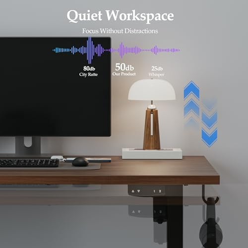 Klicelor 63 Inch Large Electric Standing Desk, Height Adjustable Office Desk, Sit Stand Up Computer Gaming Desk with Memory Preset, Three-Piece Desktop, Dark Walnut