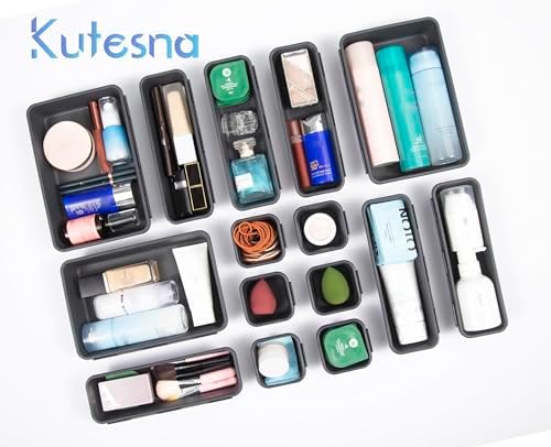 Kutesna 25PCS Interlocking Drawer Organizer, Plastic Desk Organizer Set