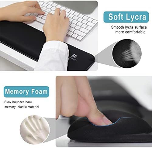 Ergonomic Keyboard Wrist Rest Pad and Mouse Pad Hand Support for Laptop Computer Wrist Rest Support Cushion Memory Foam Set for Office Gaming Easy Typing - Black