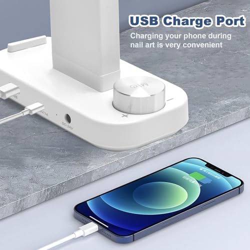 CGBE Nail Desk Lamp for Nail Tech: 33.5" Foldable Half Moon Light, White