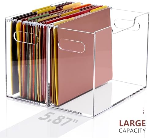 Acrylic Hanging File Organizer, Letter Size Clear Magazine Rack Folders Holder, Large Capacity Storage Box for Desk Office School, No Assembly Required