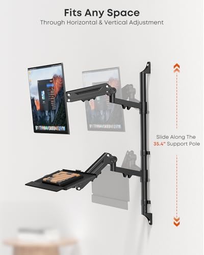 PUTUOSEN Wall Mount Monitor Arm with Keyboard Tray for 17 to 32 Inch