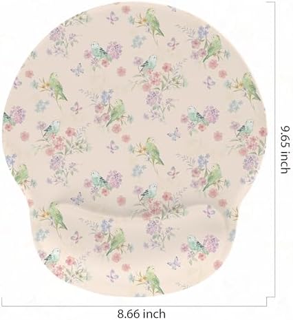 RICHEN Ergonomic Mouse Pad with Wrist Support,Non-Slip Rubber Base for Computer Laptop & Mac,Lightweight Rest for Home,Office & Travel (Pink Flowers Birds)