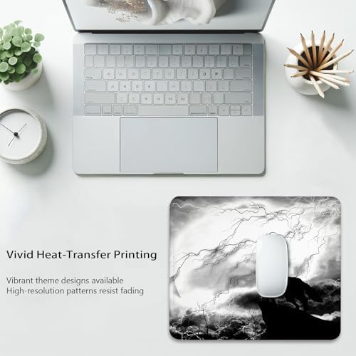 Wolf Howling Under Full Moon Mouse Pad, Animal Silhouette Desk Mat