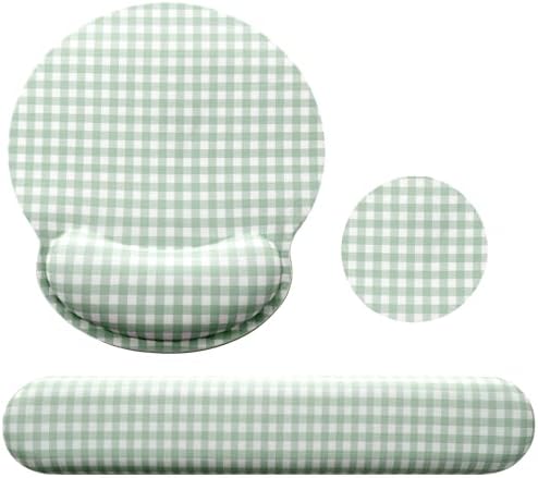 Tellegloww 3 Pcs Wrist Rest Set for Mouse Pad Keyboard, Green
