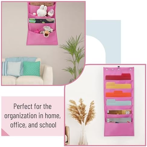 Mr. Pen- Hanging Wall File Organizer, 6 Pocket, Pink