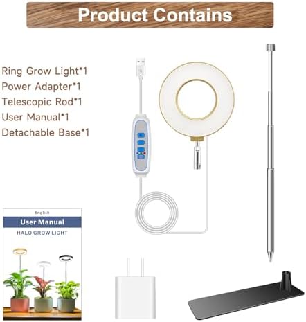 Aokrean Grow Lights for Indoor Plants Growing, Full Spectrum with Base