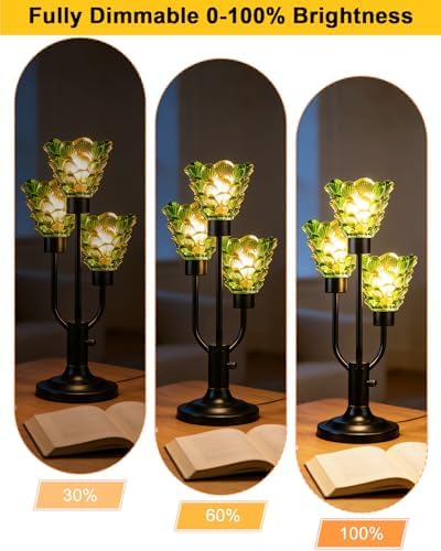 Mid Century Modern Black Glass Table Lamp Dimmable Vintage Lamp