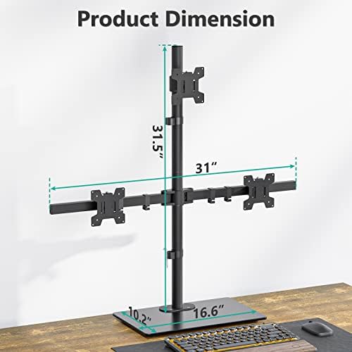 WALI Triple Monitor Stand, Height Adjustable Free-Standing Monitor Desk Mount, fits 3 Computer Screens up to 27 Inch, Holds up to 22lbs per Arm (GMF003)