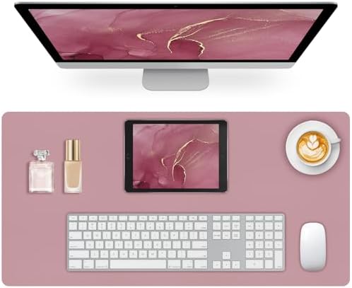 Leather Desk Pad Mat, Dusty Pink Desk Mat, 23.6" x 13.7"
