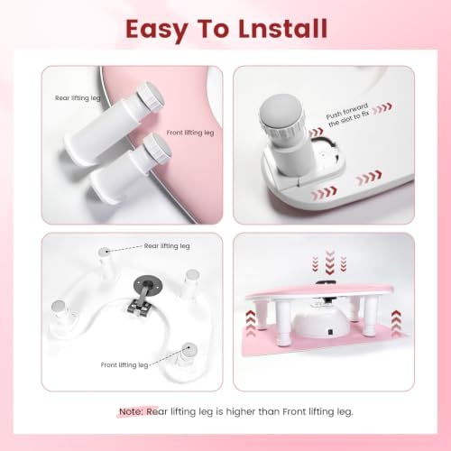 JODSONE U-Shaped Pink Manicure Arm Rest for Nails Tech with Rotating 360°Built-In Phone Holder and Adjustable Nail Arm Rest Detachable Manicure Hand Rest for Salon Design (Includes Pink Nail Mat)