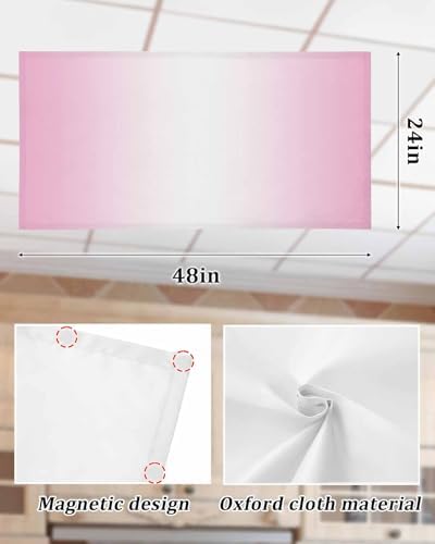 Pink White Magnetic Fluorescent Light Covers for Ceiling Lights 2 x 4 Feet,Pastel Geometric Abstract Contemporary Minimalist Office Classroom Kitchen Drop Ceiling Light Covers Lighting Filter 4 Packs