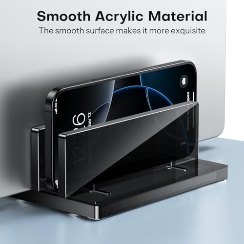 OMOTON Vertical Laptop Stand, Black Acrylic Dual Holder for MacBook Gaming