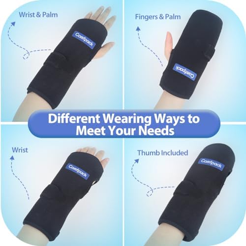 Comfpack Wrist Ice Pack for Carpal Tunnel, Reusable Hot Cold Therapy Hand Ice Pack Wrap Wrist Ice Brace for Hand Surgery, Rheumatoid, Tendinitis, Swelling, Injuries, Pain Relief