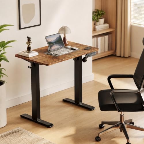 Claiks Electric Small Standing Desk, 32x19 Inch, Rustic Brown