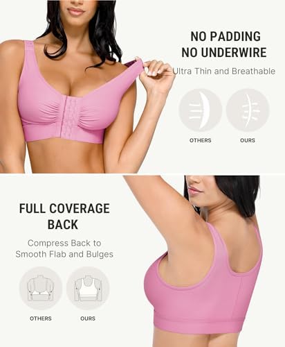 FeelinGirl Post Surgery Compression Bra for Women's Front Closure Bra