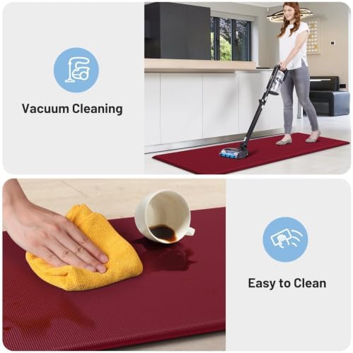 StepLively Kitchen Mat for Floor 2 PCS, Anti Fatigue Rugs, Red