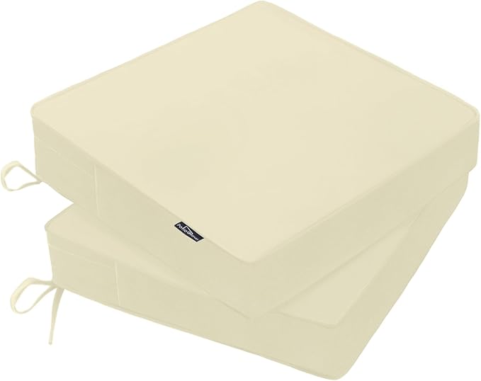 PatioGlow Outdoor Chair Cushions 18 x 18 x 3 Inch, Waterproof & Fade Resistant Patio Seat Cushion for Furniture with Handle and Ties, Thick Seating Pads for Outside Sofa Couch Set of 2, Yellow