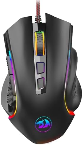 Redragon M602 Gaming Mouse, Ergonomic RGB Gaming Mouse Wired with 7200 Adjustable DPI, 9 Programmable Buttons, Professional Software for Gamer Office [Black]