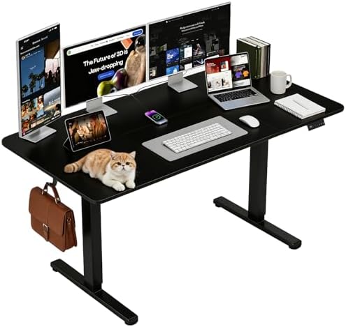 63 Inch Height Adjustable Standing Desk for Home Office, Black