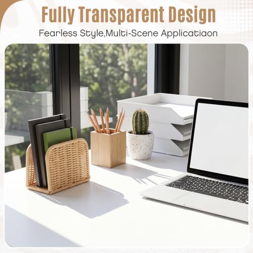 Rattan Mail Organizer for Desk Mail Holder Countertop Rattan Letter Sorter File Holder Envelope Book Stand Farmhouse Office Desk Organizer and Storage Accessories
