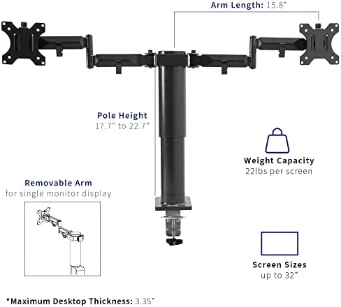 VIVO Integrated 63 x 32 Inch Electric Standing Desk and Motorized Dual Monitor Mount, 1 Touch Height Adjustment, Fits up to 32 inch Monitor Screens, Memory Control Pad, Black, DESK-KIT-SET1B