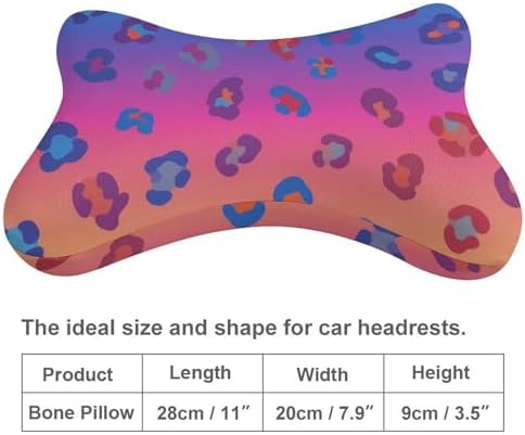 2 Pcs Comfortable Car Neck Pillow Rainbow Cheetah Leopard Print Travel Headrest Support for Driving Airplane Home Resting