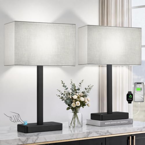 Touch Lamps for Nightstand Set of 2, Lamp for Bedroom Living Room with USB