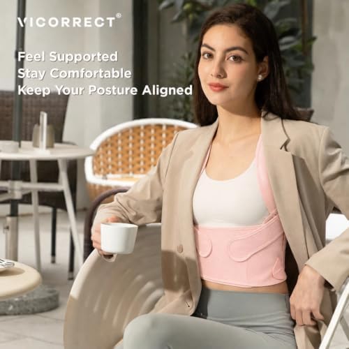 Vicorrect Posture Corrector for Women and Men: Adjustable Back Brace for Upper Back Support - Shoulder Neck Pain Relief - Lightweight Breathable Design
