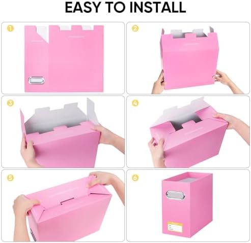 BALEINE 8PK File Organizer Box, Cardboard File Folder Organizer with Handle
