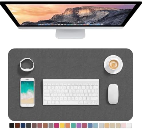 Hsurbtra Desk Pad, 23.6" x 13.8" PU Leather Desk Mat, M Extended Mouse Pad, Waterproof Desktop Blotter Protector, Non-Slip Ultra Thin Small Laptop Keyboard Writing Mat for Office Home, Dark Gray