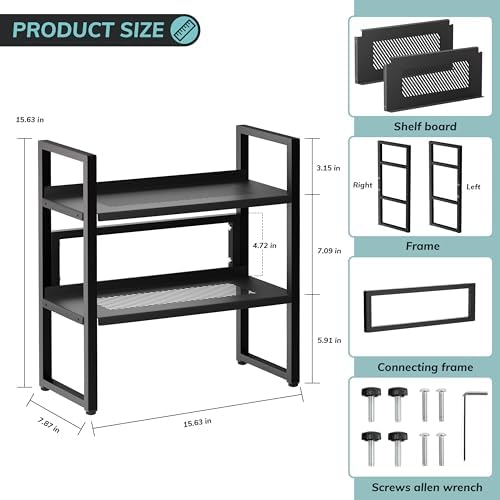 Brakki Desk Shelf Organizer, 2-Tier Desktop Bookshelf, Small Office Shelf
