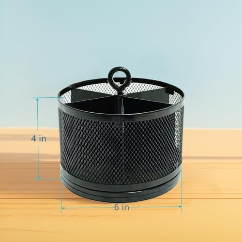 SETTFRFE Mesh Rotating Pen Holder for Desk, Black, 6-Slot