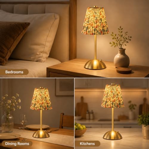 6 Pcs Cordless Table Lamp Rechargeable Touch Lamp, Gold Floral