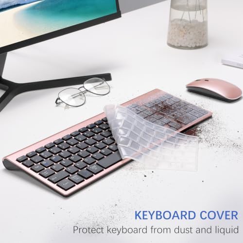 Wireless Keyboard and Mouse Ultra Slim Combo, Dual System - Rose Gold Black