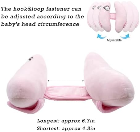 Adjustable Head Neck Pillow for Infant Car Seat, Portable Baby Travel Pillow for Stroller, Banana Shape Headrest Support Pillow, Comfortble Toddler Neck Pillow for Pushchair,Swing, Light Pink