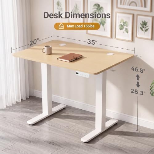 Claiks Electric Small Standing Desk, 35x20 Inch, Nature