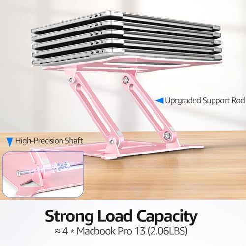 Urmust Adjustable Laptop Stand for Desk, 10-15.6“ Laptop Riser, Pink