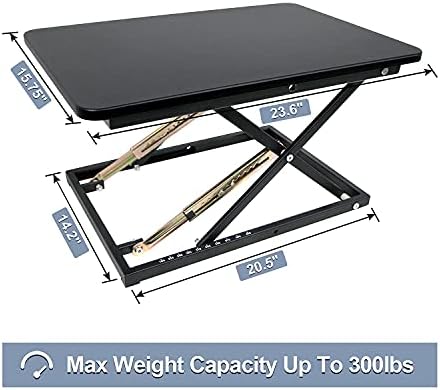 Standing Desk Converter Height Adjustable Stand Up Desk Riser - Supports 300 lbs, Fully Assembled Monitor/Laptop Riser Workstation, Black.