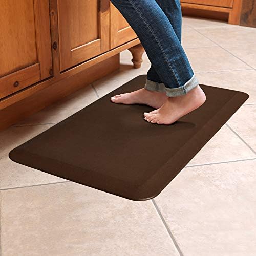 GelPro Anti-Fatigue Designer Comfort Kitchen Floor Mat, 20x32”, Leather Grain Truffle Stain Resistant Surface with 3/4” Thick Ergo-Foam Core for Health and Wellness