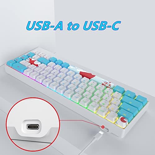 Owpkeenthy Portable 60% Mechanical Gaming Keyboard, Ultra Compact RGB Wired 65 Percent Mini Office Keyboard Backlit with Red Switch for PC/PS5/XBOX(Blue/ 68 Red Switch)