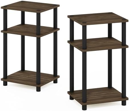 Furinno JUST Set of 2 Toolless 3-Tier Night Stand, Columbia Walnut
