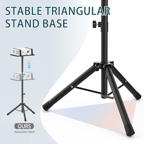GLEAM Projector Stand Tripod from 23" to 51", Laptop Tripod Stand with Elastic Band, Height Adjustable for Office, Home, Stage, Studio, Multifunctional DJ Rack Stand